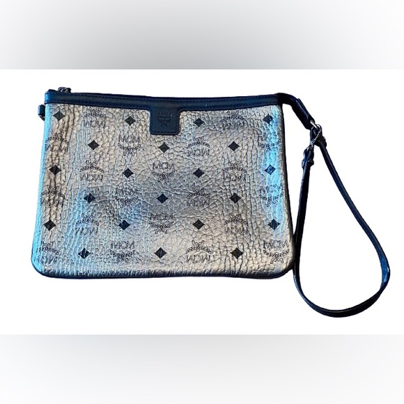 MCM Handbags - MCM Visetos Pouchette Silver *AUTHENTICATED*